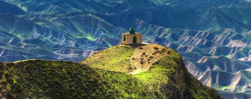Traditional red Turkmen rug with geometric medallions from Iran