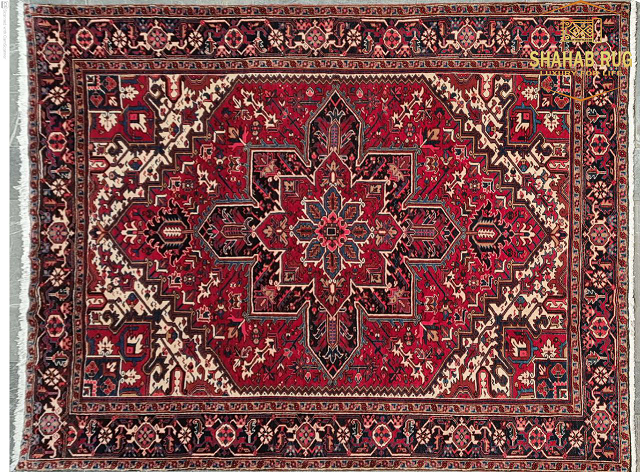 Hand-knotted Heriz Persian carpet
